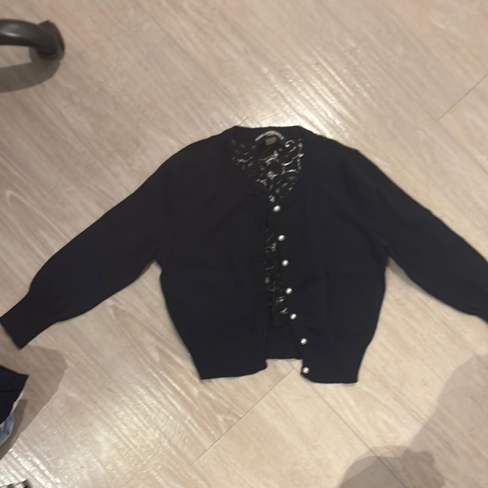 Blue and Black Cardigan with Lace Detail Karl Lagerfeld XS